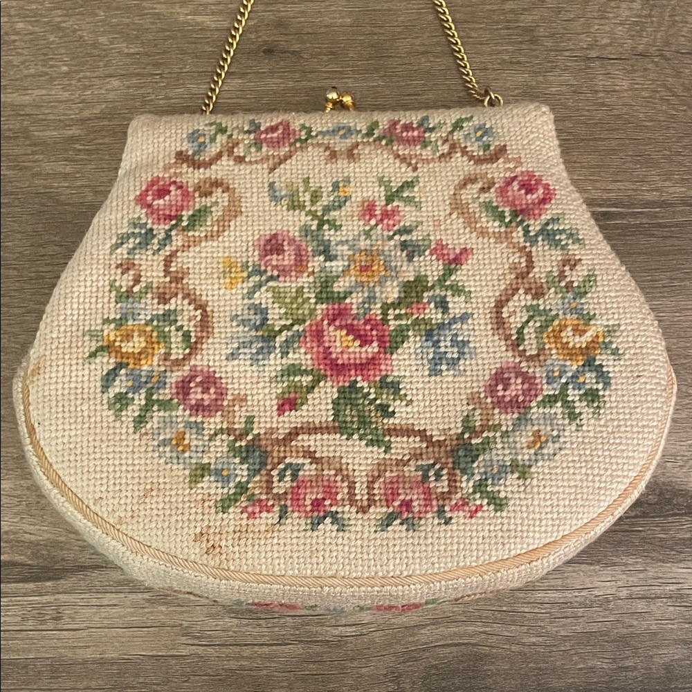 Vintage Floral Needlepoint Purse - Picture 7 of 12
